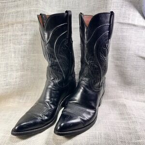 Lucchese Black Leather Western Cowboy Boots Women's 9B USA
